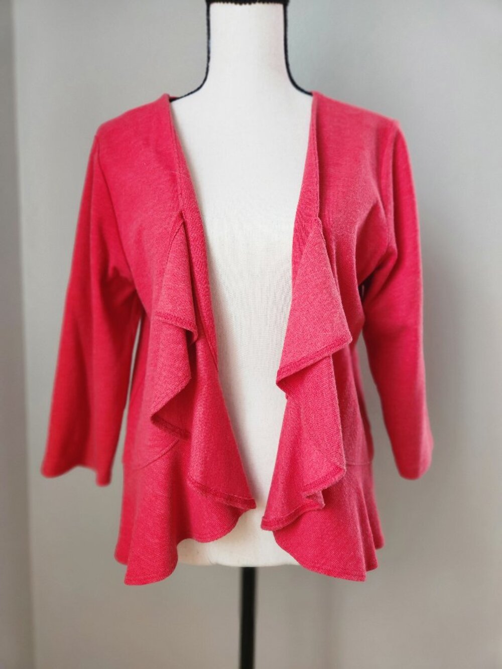 Chalet Rose Colored Peplum with Ruffles Cardigan Womens Medium